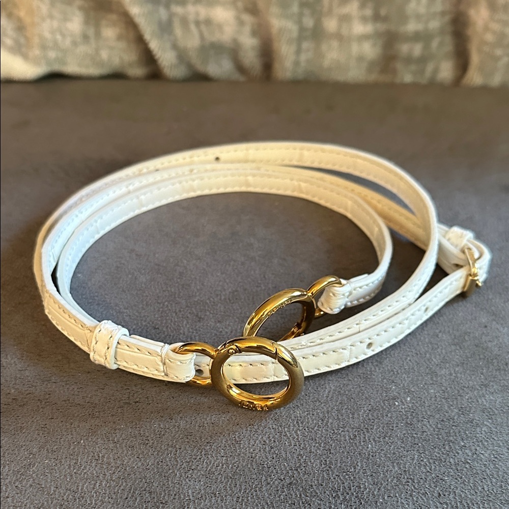 Fendi White Croc Handbag Strap with Gold Rings